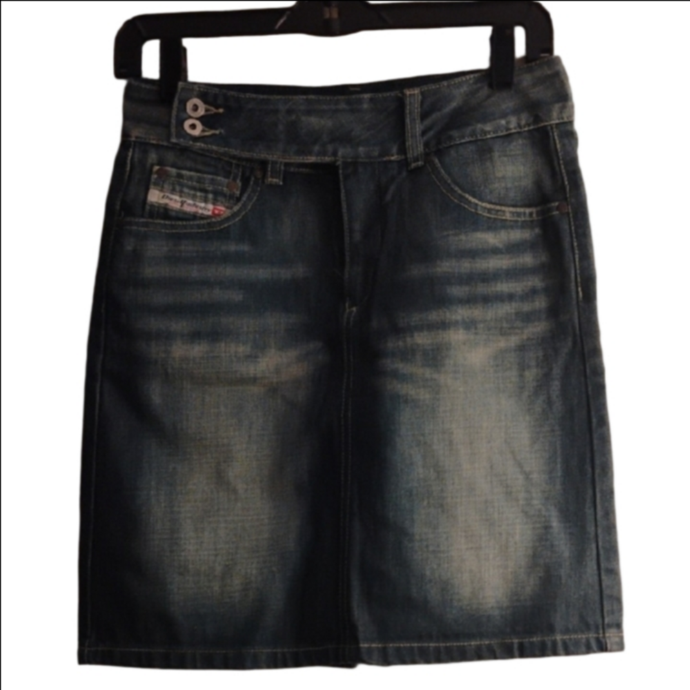 Diesel Blue Denim Skirt, Approximately 27/ 28 Inch Waist No Size Tags.